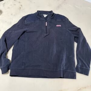Vineyard Vines Men's XL Navy Blue Cotton Half Zip Mock Neck Sweatshirt Logo